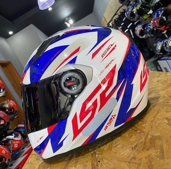 CAPACETE LS2 FF358 DRAZE BRANCO/AZUL/VERMELHO