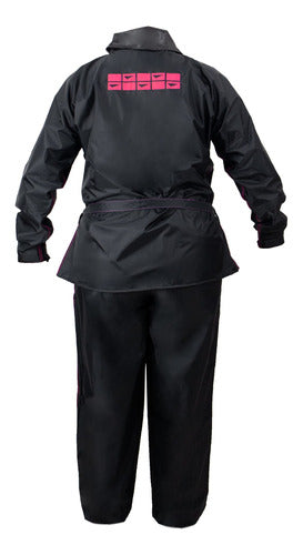 Conjunto De Chuva Nylon Delta Line Preto E Rosa Com Cinto