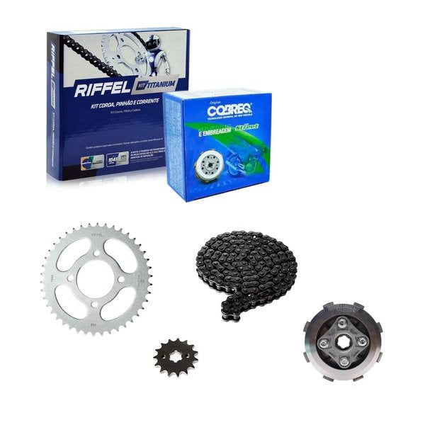 Kit Revisão Honda Biz 125 Kit Relação Riffel + Kit Embreagem