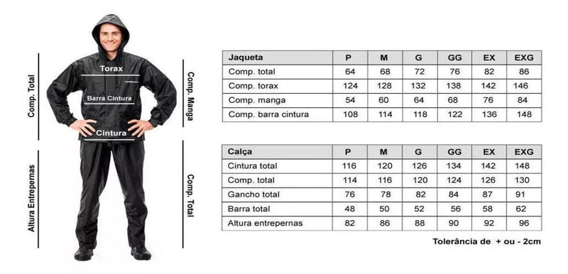 Capa Chuva Forro Gola Nylon Luxo GG + Bota 43/4 Pantaneiro