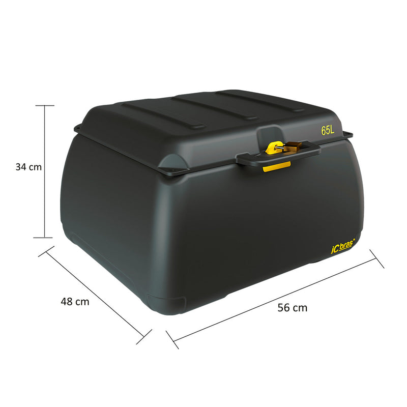 Bauleto Baú P/ Moto Frete Preto Premium 65L C/ Tampa Icbras