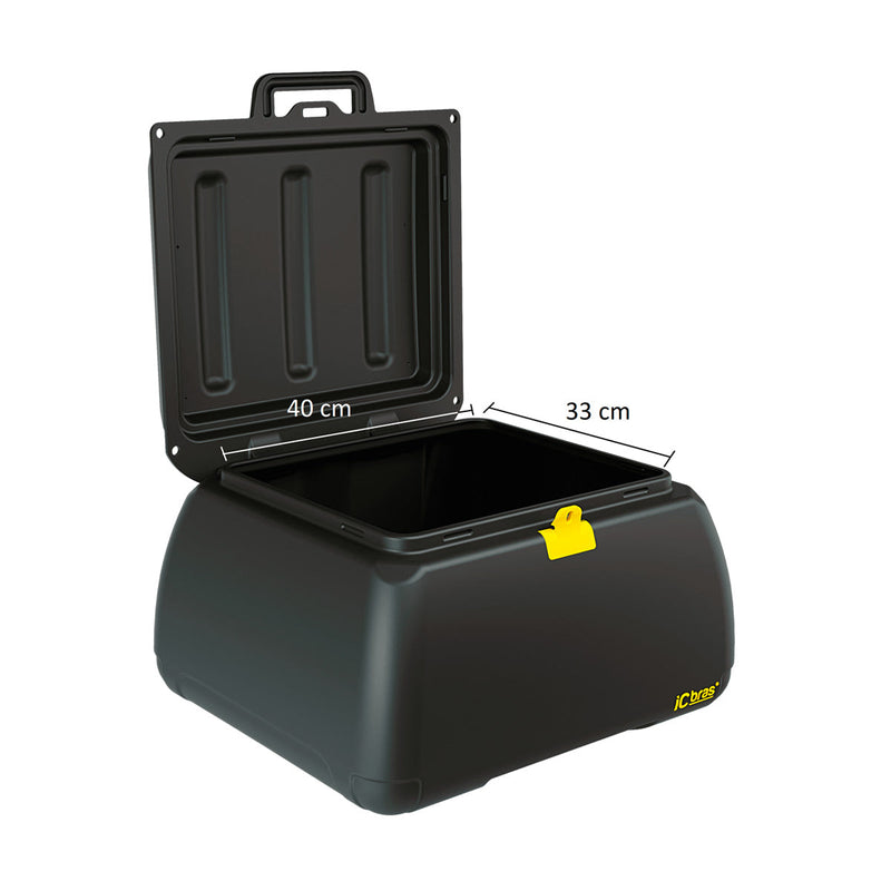 Bauleto Baú P/ Moto Frete Preto Premium 65L C/ Tampa Icbras