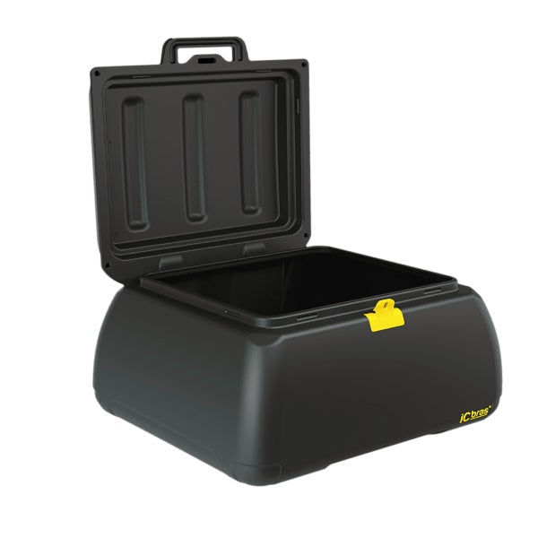 Kit Bauleto Preto Universal Com Tampa 65L+Suporte Baú Icbras