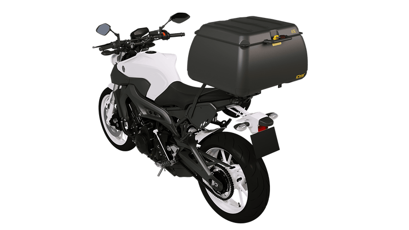 Kit Bauleto Preto Universal Com Tampa 65L+Suporte Baú Icbras