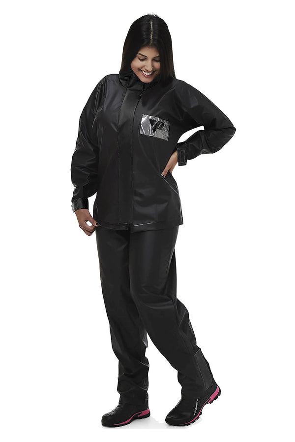 Conjunto Capa De Chuva PVC Feminina Pantaneiro Moto Motoboy
