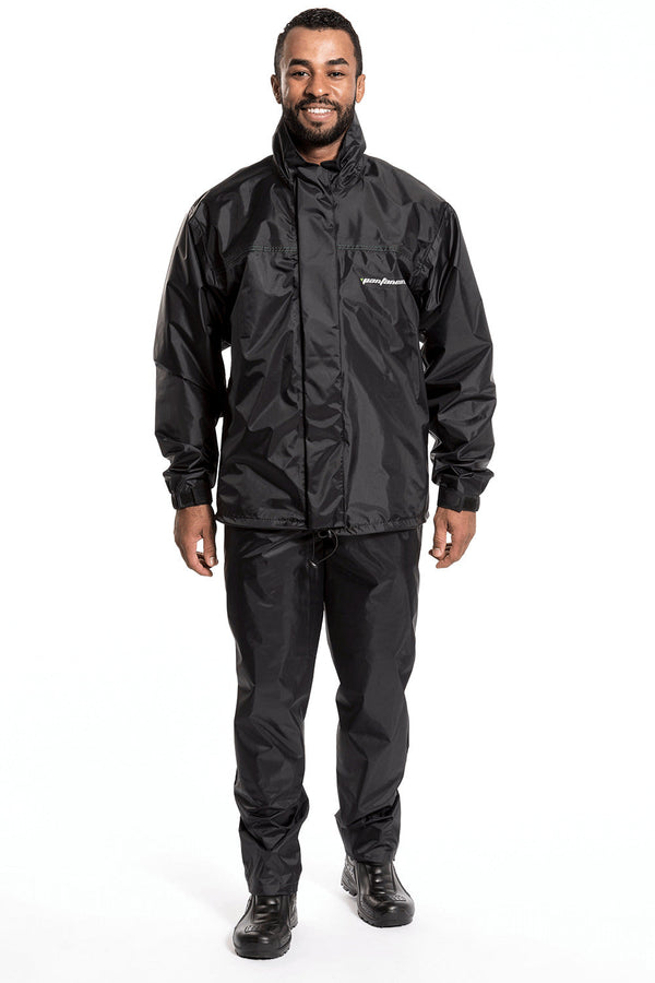 Conjunto Capa de Chuva Preto Pantaneiro Nylon Luxo Com Gola