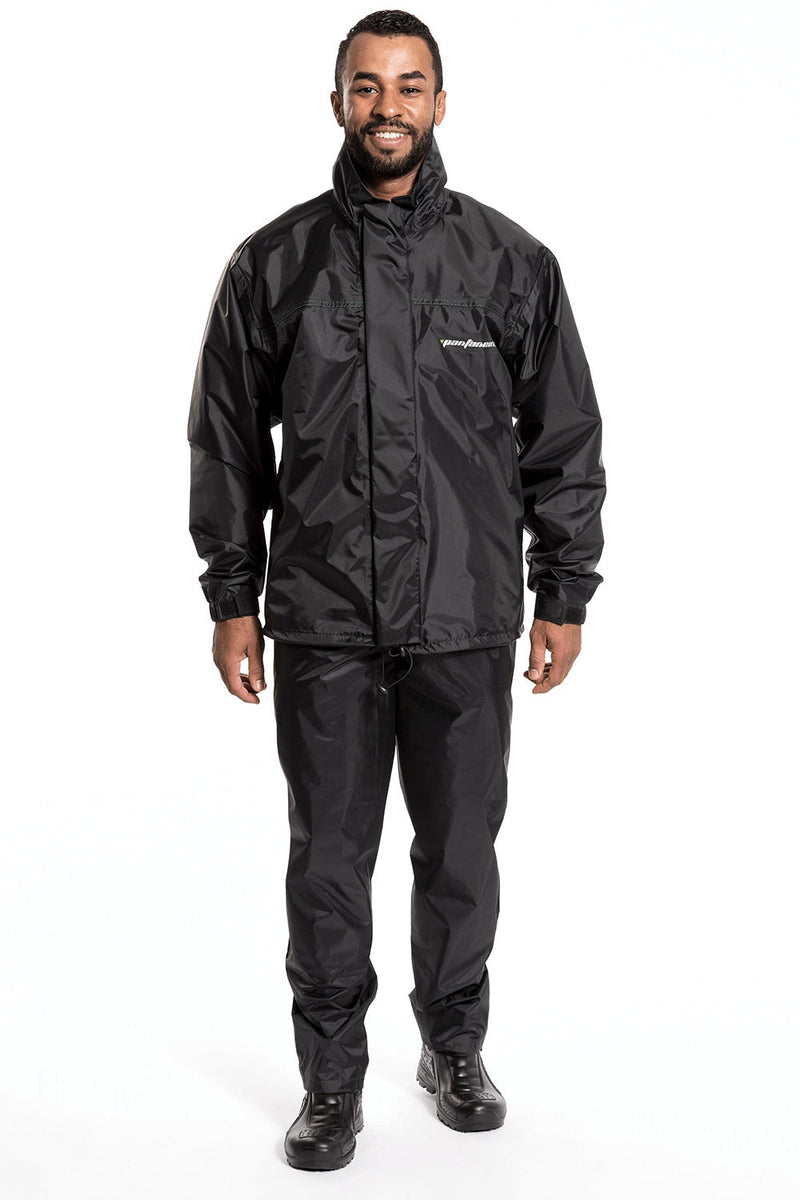 Conjunto Capa de Chuva Preto Pantaneiro Nylon Luxo Com Gola