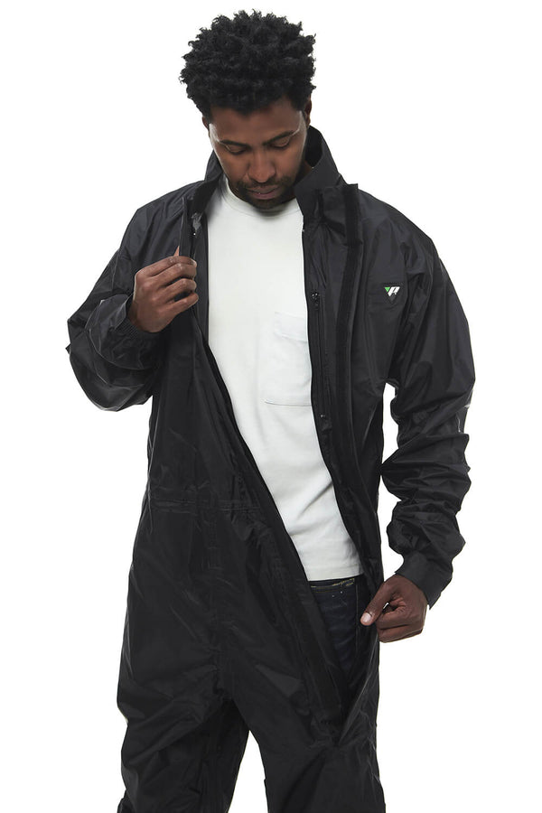 Macacão Capa de Chuva Nylon Motoqueiro Pantaneiro Preto