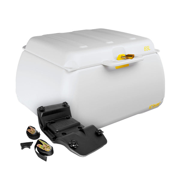 Kit Bauleto Moto Universal C/Tampa 65L+ Suporte Baú  Icbras